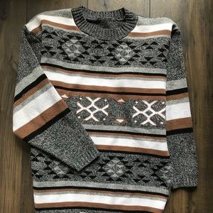 Vintage Unisex Sweater Tribal Pattern Stripes
